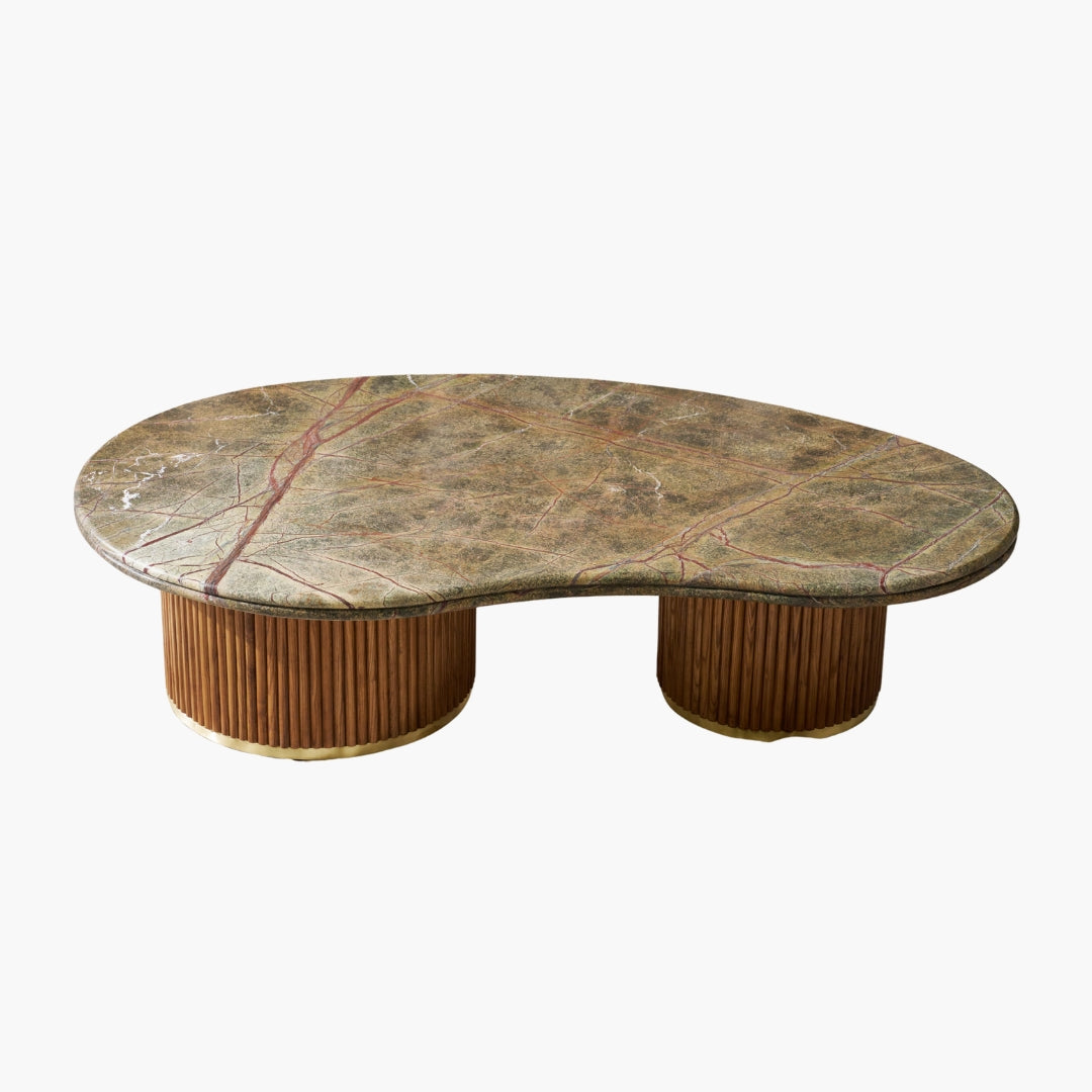 Alva Coffee Table with Stone Top | Rainforest Green
