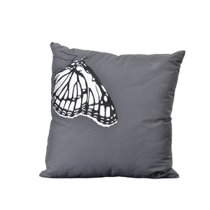 Tara Animal Cushion Butterfly Sideview - Black and White/Dark Grey