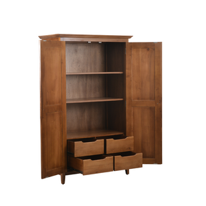 Traditional Armoire Cabinet - with 4 Drawers | Linden, Honey