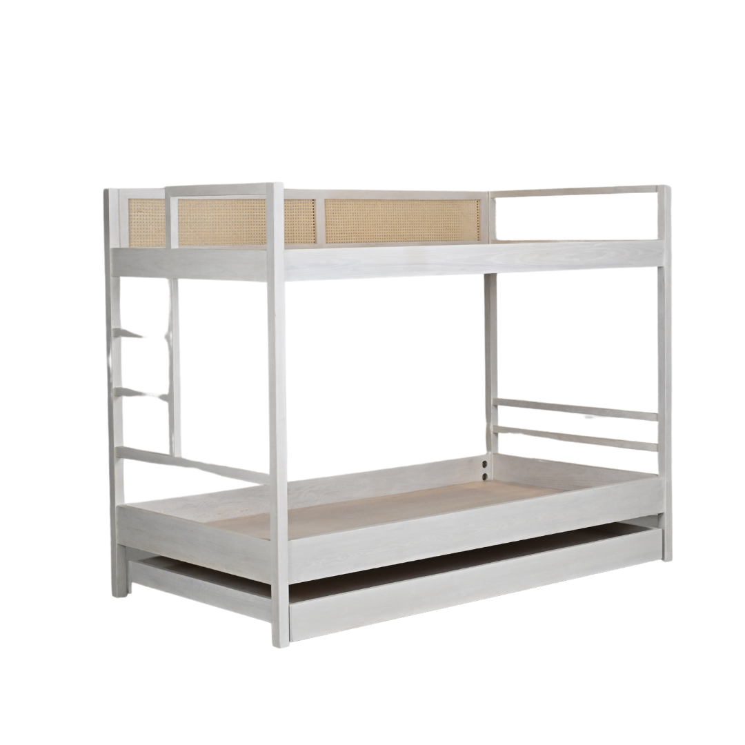 Arielle Bunk Bed with Trundle | Ash, White