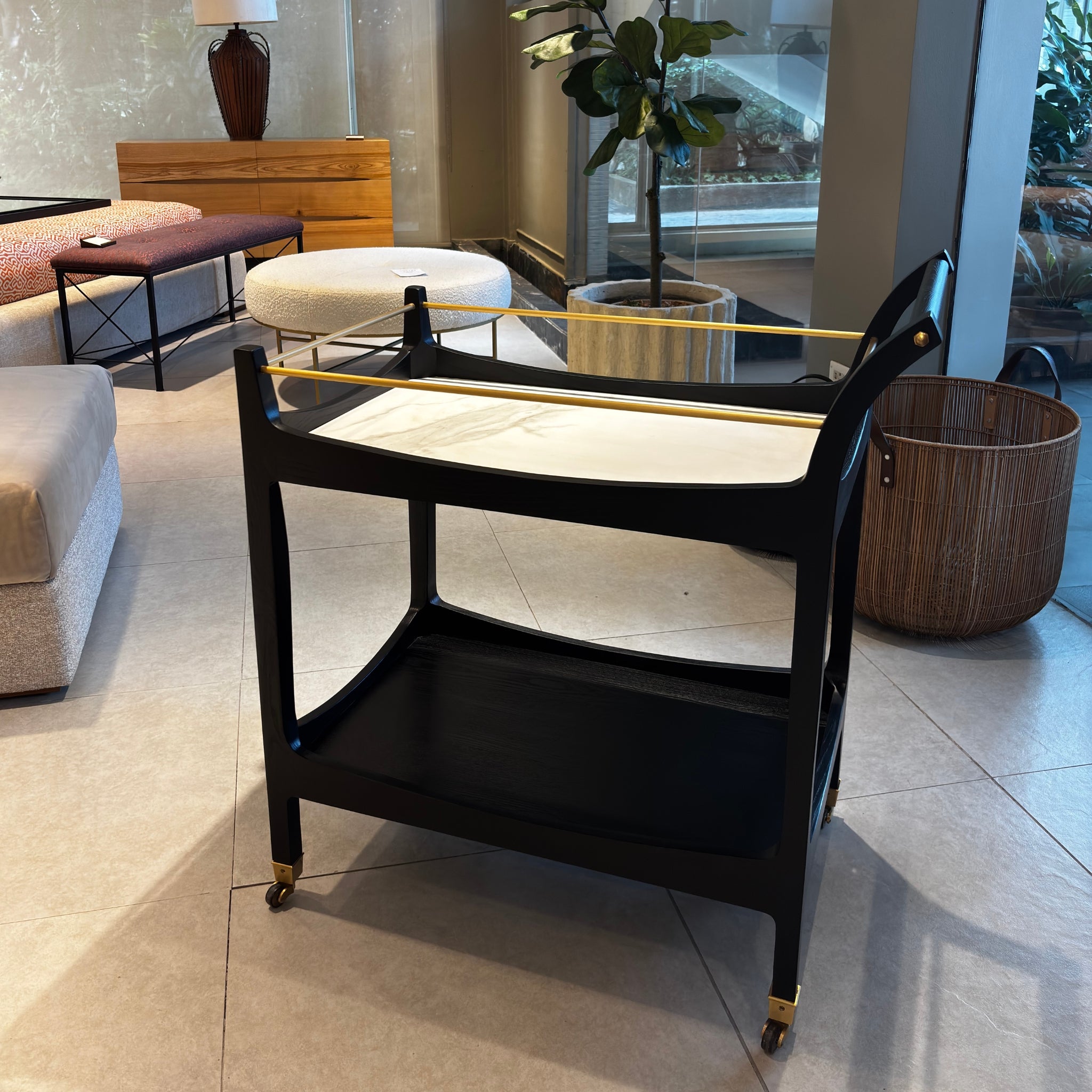 Accent Bar Trolley | Neolith Stone Top with Brass details