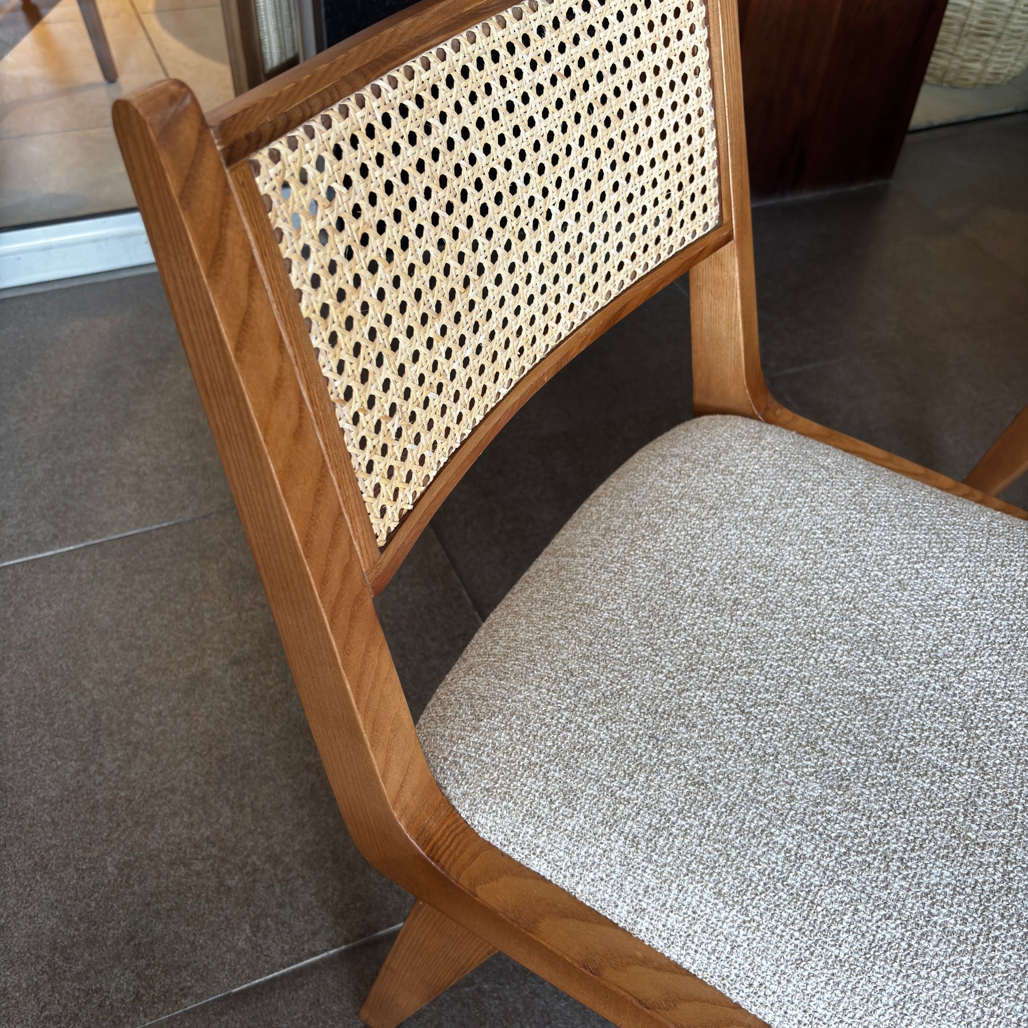 Alva Dining Chair | Ash Honey | Jumbo Staunch Almond (Limited Fabric)
