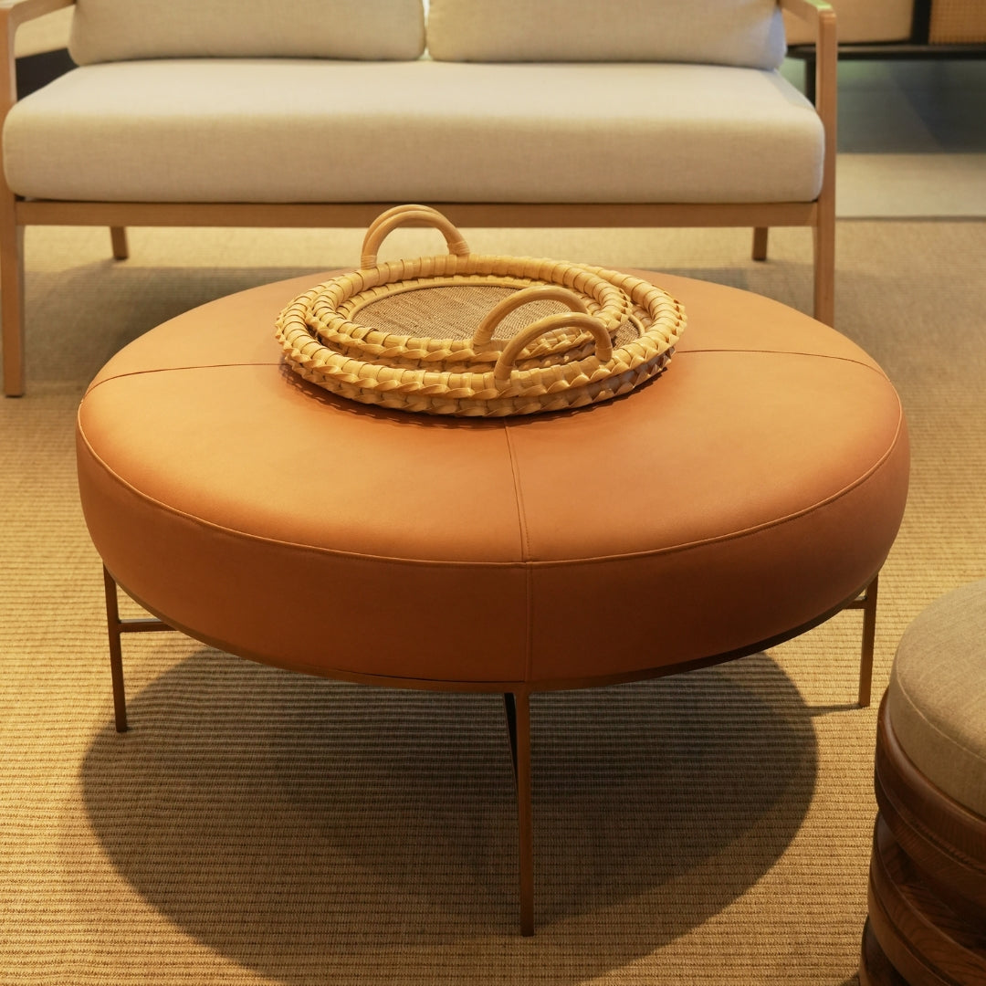 Luna Round Ottoman | Gavin Copper