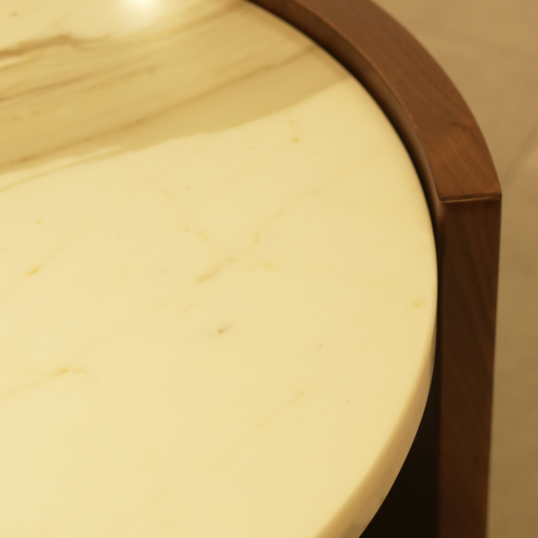Mod M Round Side Table | White Marble Top