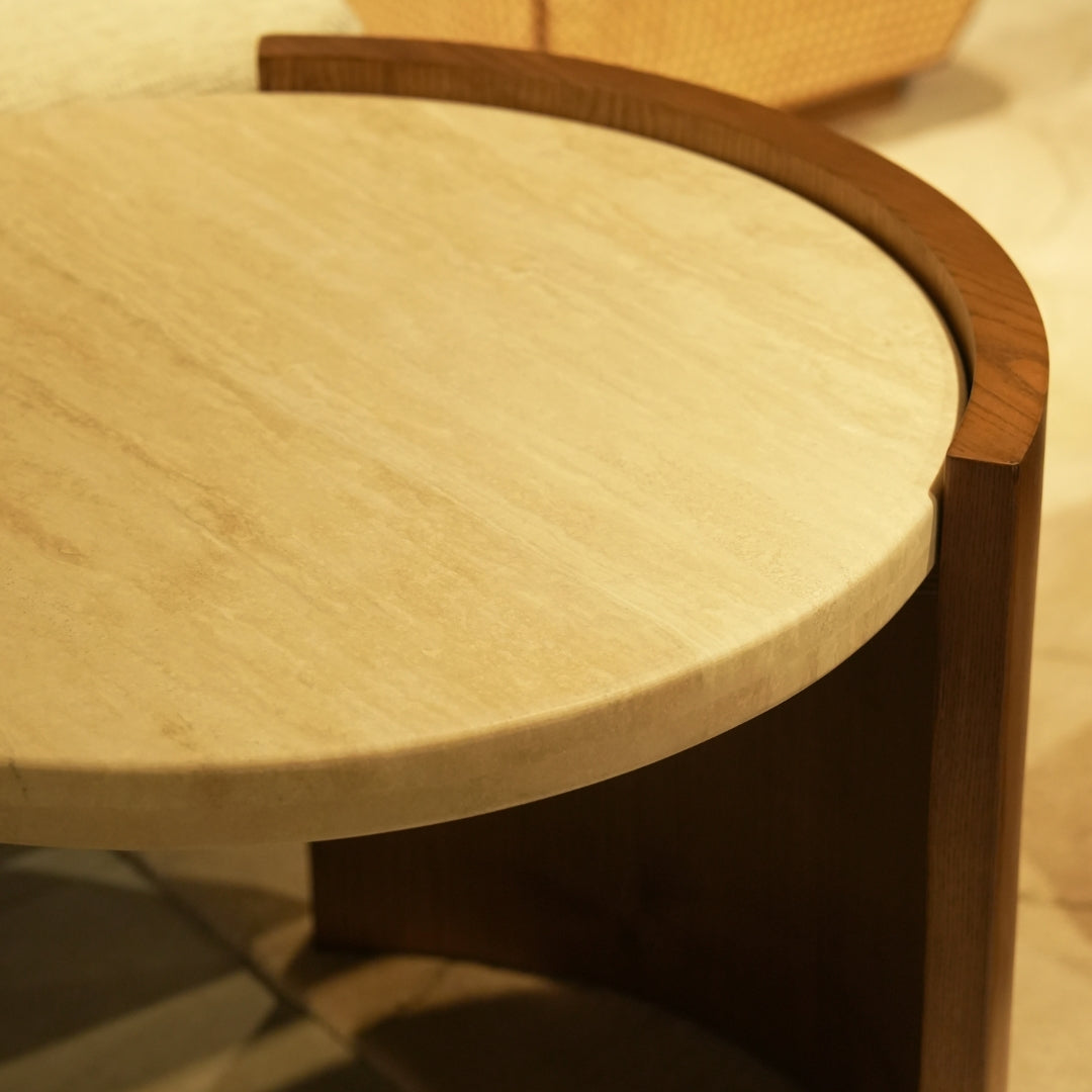 Mod M Side Round Table | Travertine Biege
